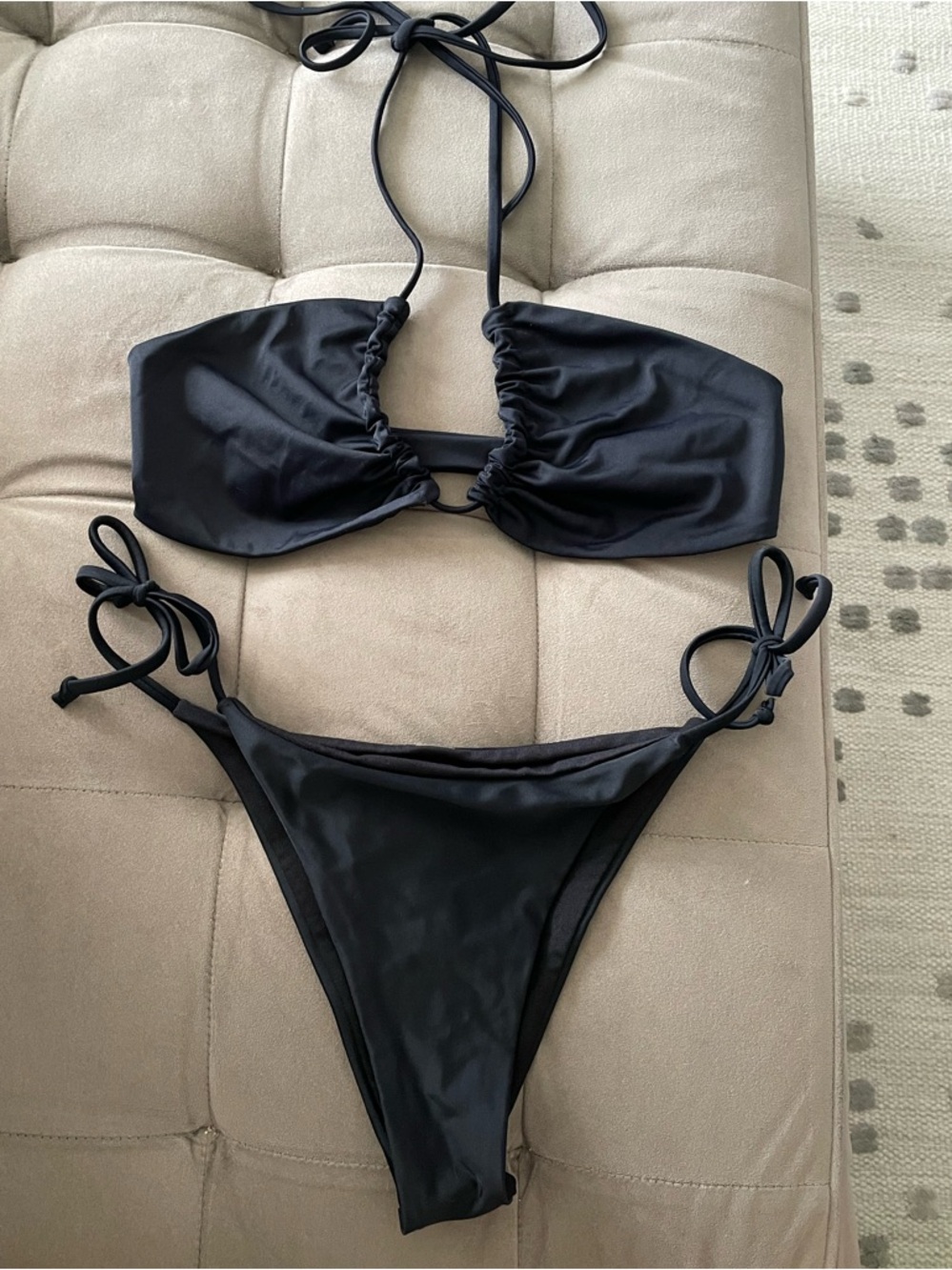 Shein Black Tie-Side Bikini Set